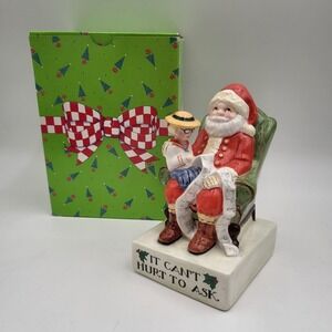 Vintage 1995 Mary Englebreit It Can't Hurt To Ask Ceramic‎ Santa Claus Figurine